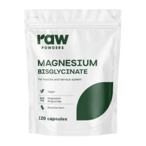 Raw Powders Magnio bisglicinatas 500mg 120kaps.